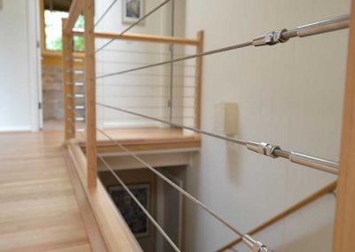 Staircase Remodel Project with Hardwood Floors and Cable Wire Railing